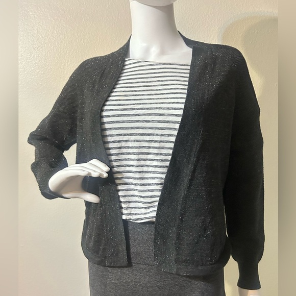 Eileen Fisher Charcoal
Metallic Shimmer Fine
Merino Cropped Sweater
Cardigan - Picture 9 of 12